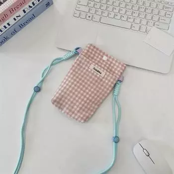 Новая сетчатая сумка для телефона Разные сумки для хранения Сумка для ключей и карточек Кошелек для монет Сумка через плечо для девочек Сумки через плечо Чехол для телефона розовый