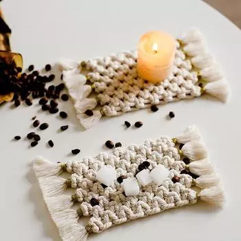 Новая Северная Европа, коврик для чашки макраме, богемная скатерть, настольный коврик из чистого хлопка ручной работы с оплеткой, нескользящие вставки
