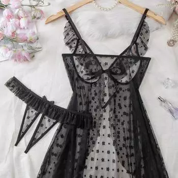 Новая сексуальная ночная рубашка перспектива подтяжки ночная рубашка комплект сеточка печать S