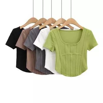 Новая сексуальная однотонная футболка с круглым вырезом, женская летняя футболка с коротким рукавом, модные топы на бретелях, повседневный укороченный топ, женский укороченный жилет без рукавов S белый