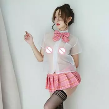 Новая сексуальная школьная форма, одежда, эротический костюм для ролевых игр для школьников, перспективный топ, плиссированная короткая юбка, комплект женской пижамы XS