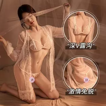 Новая сексуальная женская сетчатая кружевная юбка перспектива секс одежда для сна открытая горячая куртка комплект нижнего белья с тремя точками One size