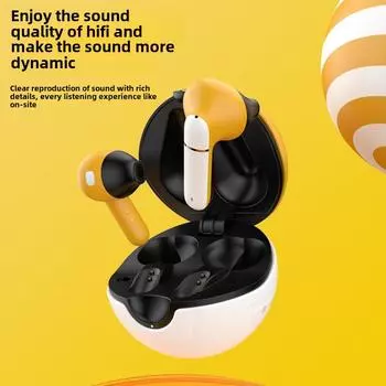 Новая сферическая мультяшная беспроводная Bluetooth-гарнитура TWS F12 с длительным сроком службы и шумоподавлением, портативная игровая гарнитура синий