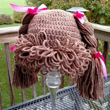 Новая шапка-чулок с кошачьими ушками, связанная вручную Children 50-54cm