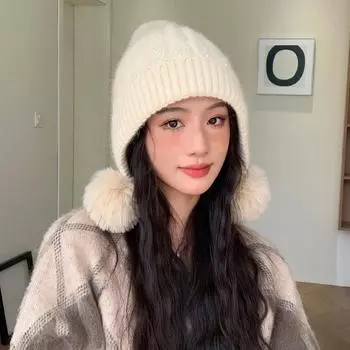 Новая шапка из меха кролика женская жемчужная трикотажная шерстяная шапка зимняя теплая и холодная защитная шапка Tide average size