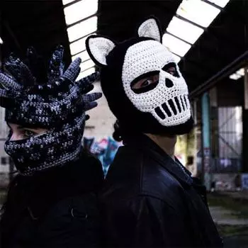 Новая шапка-пуловер ручной работы с разноцветными полосками льда и кошачьими ушками для взрослых adult 56-59cm