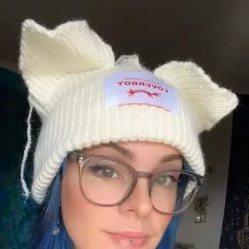 Новая шапка-пуловер ручной работы с разноцветными полосками льда и кошачьими ушками для взрослых adult 56-59cm