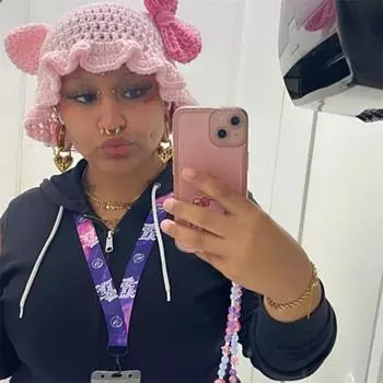 Новая шапка ручной работы крючком в полоску, разноцветная, с кошачьими ушками, модная и персонализированная шапка для взрослых Adult 57-59cm