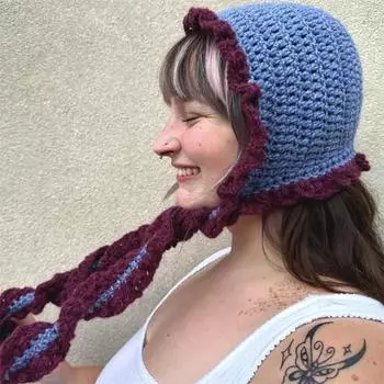 Новая шапка ручной работы с полыми кроличьими ушками, модная балаклава для взрослых Adult 57-59cm