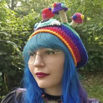 Новая шапка ручной работы с ушками в виде медвежонка в полоску, модная и универсальная шапка для взрослых Adult 57-59cm