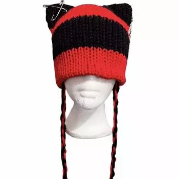 Новая шапка ручной работы, связанная крючком, с ушками и рожками кролика, забавная лыжная маска, шапка-пуловер adult 56-59cm