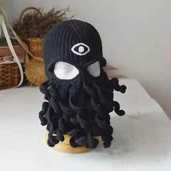 Новая шапка с кошачьими ушками, связанная вручную, с рогом дьявола, забавная женская шерстяная теплая вязаная шапка на осень и зиму 56-59cm