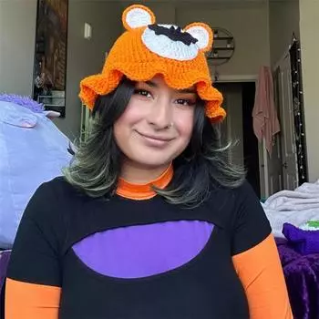 Новая шапка с ушками кролика, связанная вручную, унисекс, забавная фотосъемка, популярная шапка с изображением маленьких животных Adult 57-59cm