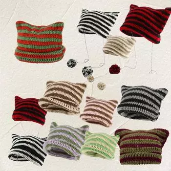 Новая шапка с ушками кролика, женская вязаная шапка-пуловер с большими ушками кролика, модная защитная шапка в тон One size