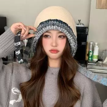 Новая шапка женская Dopamine цветная вязаная шерстяная шапка на шнурке зимняя теплая шапка-ушанка average size