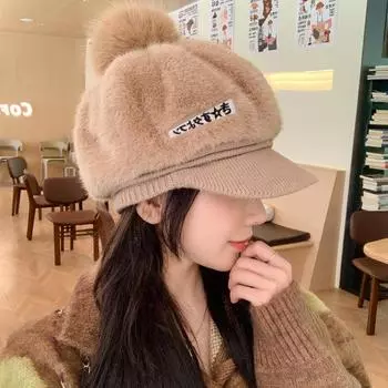 Новая шапка женская модная универсальная теплая шапка из меха кролика милая зимняя холодная шапка с ворсом толстая average size