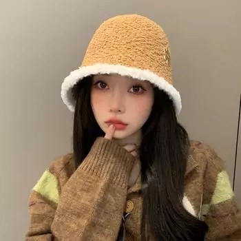 Новая шапка женская однотонная универсальная шляпа из искусственной овечьей шерсти зимняя теплая большая окружность головы шляпа-тазик прилив One Size