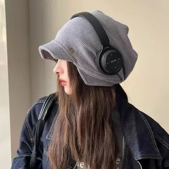 Новая шапка женская японская однотонная универсальная перчаточная шапка теплая шапка баотоу холодная шапка шапка для родов One Size