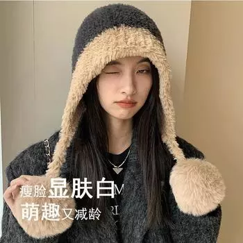 Новая шапка женская зимняя вязаная шерстяная шапка зимняя уличная защитная сумка для ушей головная уборка Lei Feng шапка термошапка One Size
