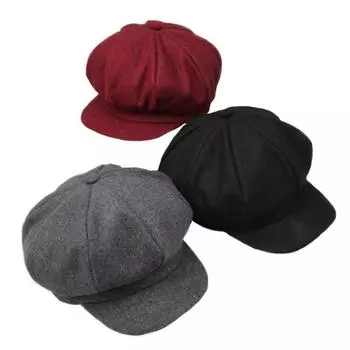 Новая шерстяная детская шапка, восьмиугольная регулируемая детская шапка в стиле ретро для девочек и мальчиков, осенне-зимняя детская шапка для детей 2-6 лет, 1 шт. серый