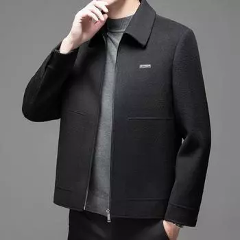 Новая шерстяная двусторонняя шерстяная куртка для мужчин, съемная пуховая подкладка, повседневная и универсальная шерстяная куртка M чёрный