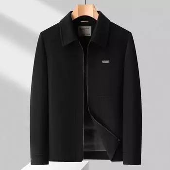 Новая шерстяная двусторонняя шерстяная куртка для мужчин, съемная пуховая подкладка, повседневная и универсальная шерстяная куртка M чёрный