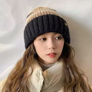 Новая шерстяная шапка для студентов, теплая осенне-зимняя холодная шапка, модная универсальная вязаная защитная шапка для ушей, женская утолщенная холодная шапка one size fits all хаки