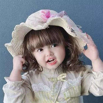 Новая шерстяная шапка ручной вязки с мелким цветком, свежая и универсальная, модная женская шапка рыбака Children 48-54cm