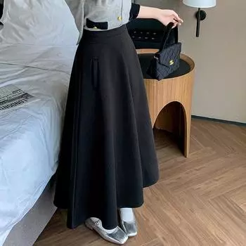 Новая шерстяная юбка из Японии и Южной Кореи, средней и длинной длины, тонкая, прикрывающая бедра шерстяная, с высокой талией и широкими складками, универсальная юбка-шорты S