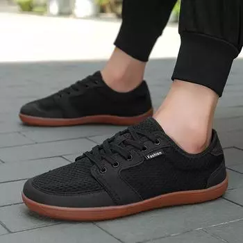 Новая широкая обувь унисекс, мужские туфли с дышащей сеткой, босиком, с широким носком, фирменные туфли на плоской подошве, мягкая подошва с нулевым падением, кроссовки с широким носком, большой размер 36