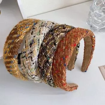 Новая широкая повязка для волос в стиле ретро, модные вязаные обручи для волос, повязки на голову, головные уборы, корейские аксессуары для волос для женщин и девочек, повязка для волос, подарок