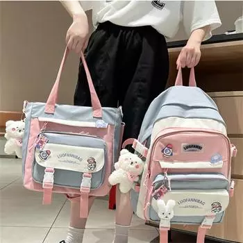 Новая школьная сумка из двух частей, сумка через плечо большой вместимости, рюкзак чёрный