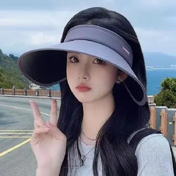 Новая шляпа от солнца, солнцезащитный козырек, пустая шляпа-цилиндр, женская летняя шляпа с защитой от ультрафиолета, складная шляпа с большими полями, закрывающая лицо adjustable бежевый