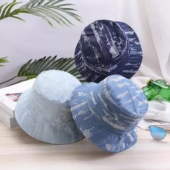 Новая шляпа рыбака, хлопковая дышащая джинсовая ткань шляпа, дорожная пляжная шляпа, двухсторонняя защита от солнца и козырек от солнца 56-58CM