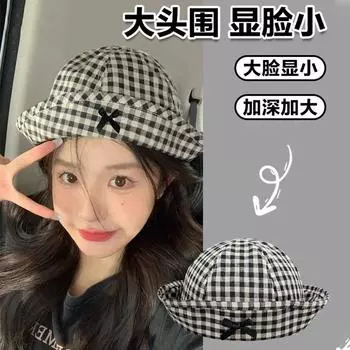 Новая шляпа рыбака в клетку с карнизом, детская, из хлопка и льна, легкая и дышащая, шляпа «сотня горшков» с небольшой шляпой-ведром, открывающей лицо One Size