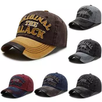 Новая шляпа с буквами Винтажная вышитая шляпа Подарочная шляпа Регулируемая шляпа Спортивная шляпа Шляпа для девочек Кепки Бейсболка Стираная ткань Черная шляпа 6 цветов Мужская шляпа темно-синий