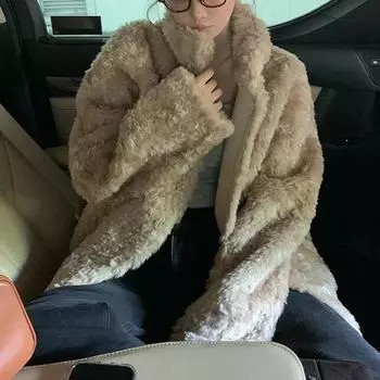 Новая шуба из искусственного меха Haining, экологически чистая, женская, с воротником-стойкой, утепленная, средней длины S чёрный