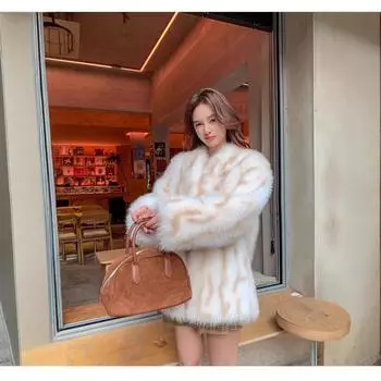 Новая шуба из лисьего меха дочери чеболя, женская зимняя шуба средней и длинной длины из утолщенного меха премиум-класса S