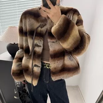 Новая шуба из натурального меха имитация шиншиллы цельная шкура Рекс кролик шерсть короткая шуба цветущий мех премиум average size черный серый