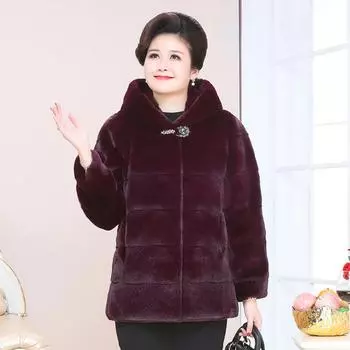 Новая шуба с капюшоном, шуба из искусственного норкового меха, одежда для мам средней и длинной длины, шуба из искусственного норкового меха, женская одежда среднего и пожилого возраста 4XL