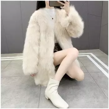 Новая Шуба Женская Утолщенная Темпераментная Вечеринка Знаменитости Вечерние Искусственный Мех Женская Шуба Из Искусственного Лисого Волоса Новая Тонкая Короткая Женская Шуба S темно-серого