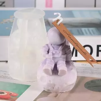 Новая силиконовая форма для свечей «Сделай сам» в виде астронавта, мягкая, легко извлекаемая, лунная, форма для тела человека, мыло, смола, шоколад, кубики льда, домашний декор белый