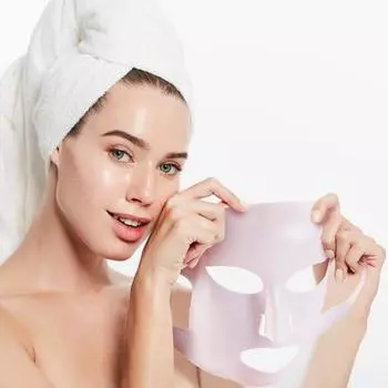 Новая силиконовая маска для лица предотвращает испарение эссенции маски, ускоряет впитывание, увлажняющая маска для лица, многоразовая, розовая/белая 1 Piece белый