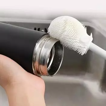 Новая силиконовая щетка для бутылок с молоком, скребок для чистки стаканов, кухонный инструмент для чистки, длинная ручка, щетка для чистки стеклянных стаканов для бутылок с напитками 1PCS белый