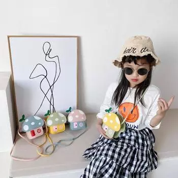 Новая симпатичная маленькая детская сумка-грибок, корейская версия модной сумки для девочек, детская сумка-мешок для мелочей жёлтый