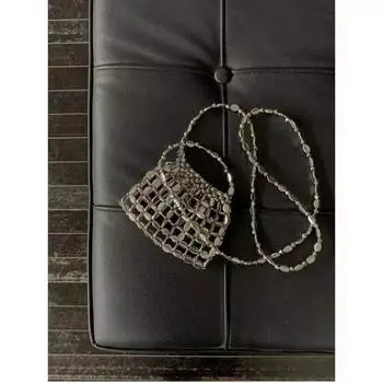 Новая симпатичная мини-сумка-мессенджер премиум-класса из серебра ручной работы с бисером женская сумка модного стиля полая сумка-пельмень серебряный