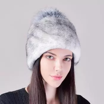 Новая симпатичная модная шапка, лисья шерсть, натуральный мех, корейская меховая шапка из цельной норки, мягкая норковая шапка