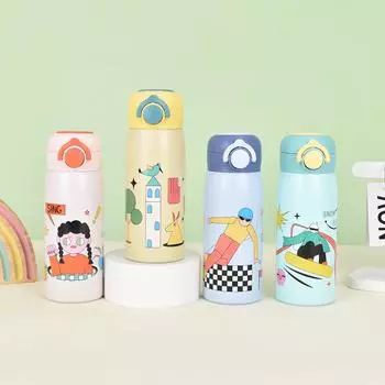 Новая симпатичная мультяшная термокружка из нержавеющей стали, симпатичная студенческая кружка-барашек, портативная с высоким внешним видом, прямая кружка для питья 400ml