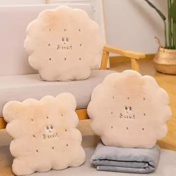 Новая симпатичная подушка с печеньем из масла, двухцелевой кондиционер, сложенная с диванной подушкой, одеялом для сна в офисе For the size, see sku picture