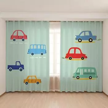 Новая симпатичная синяя желтая игрушечная машинка-экскаватор занавеска для детской комнаты, спальни для мальчиков, окна детской комнаты, 2 панели, высокое затемнение, новый узор W55 X H120cm X 2&HOOK
